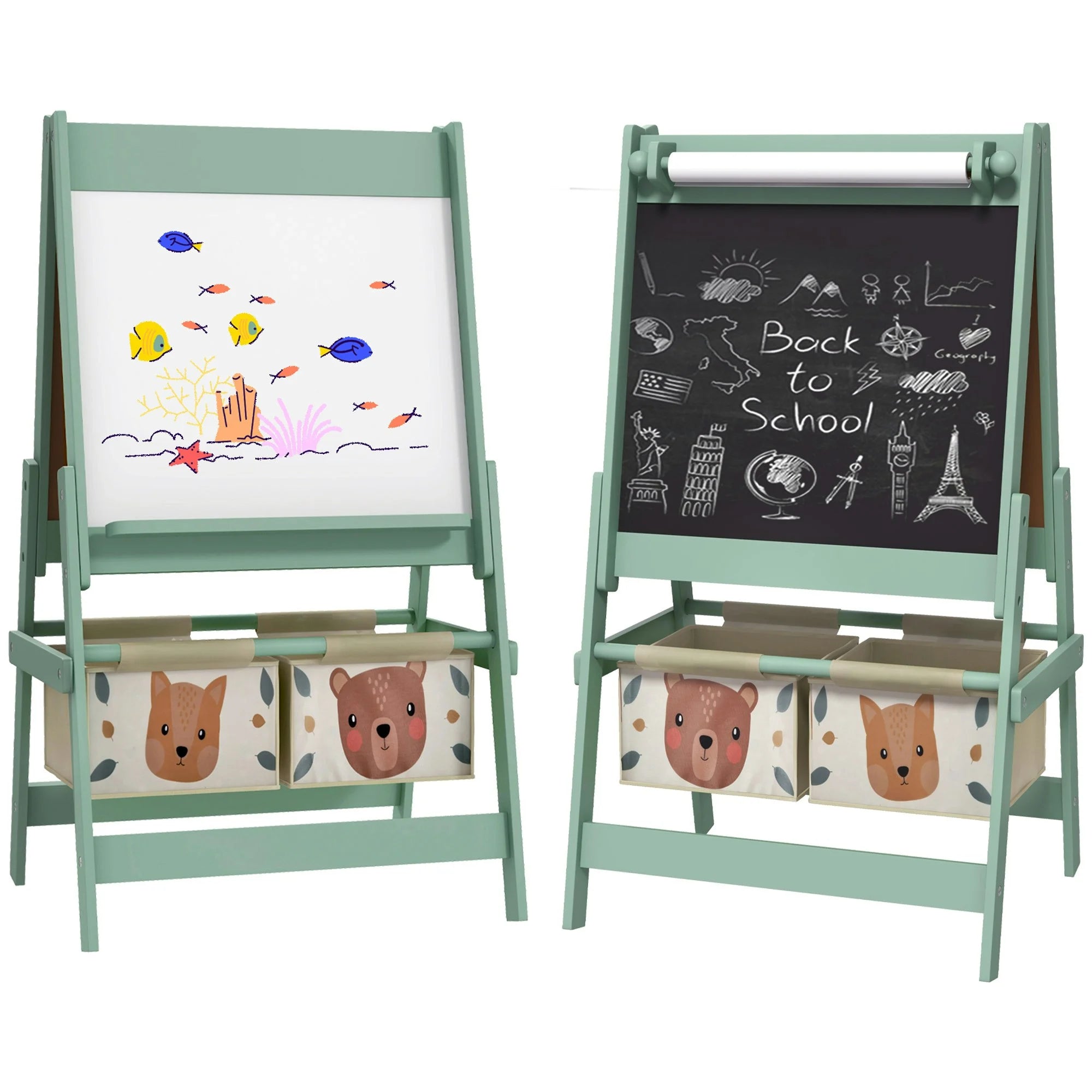 Kids Easel with Paper Roll and Storage