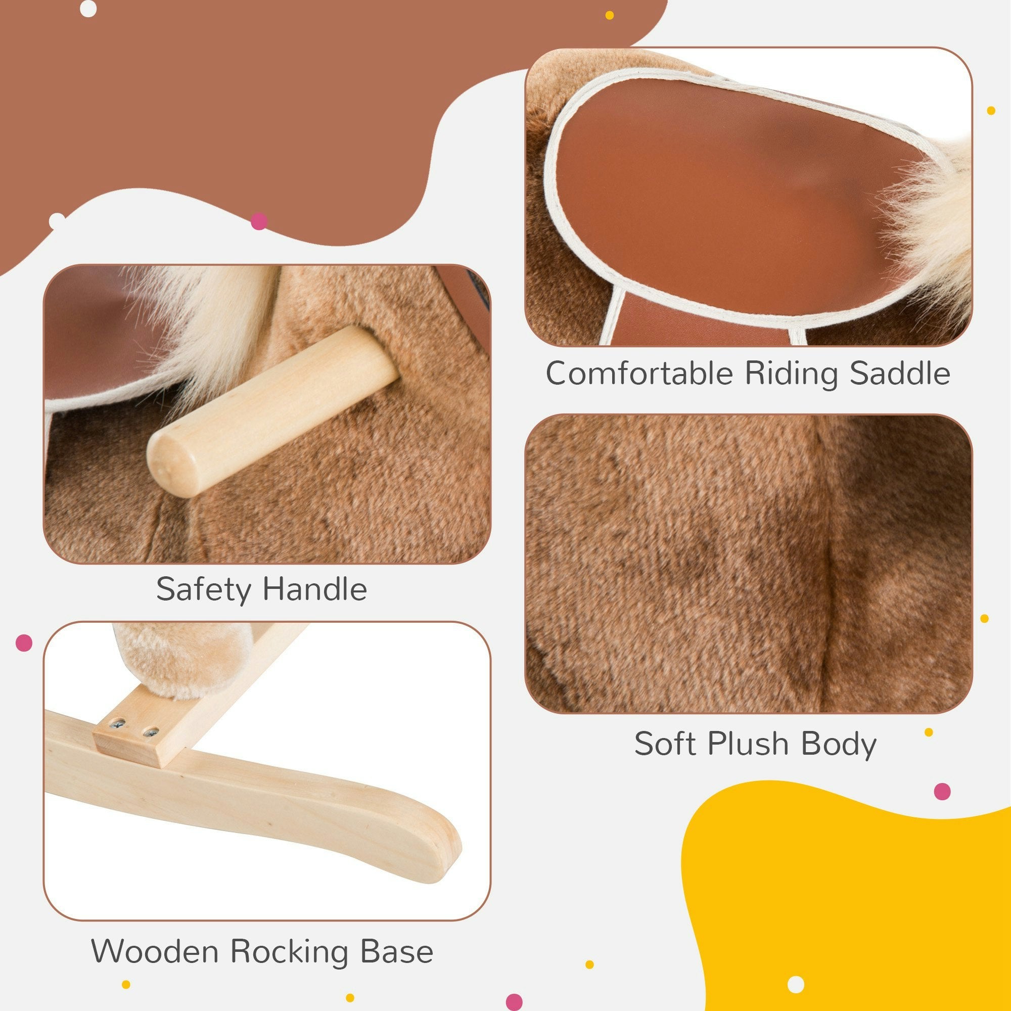 Plush Wooden Rocking Horse for Kids