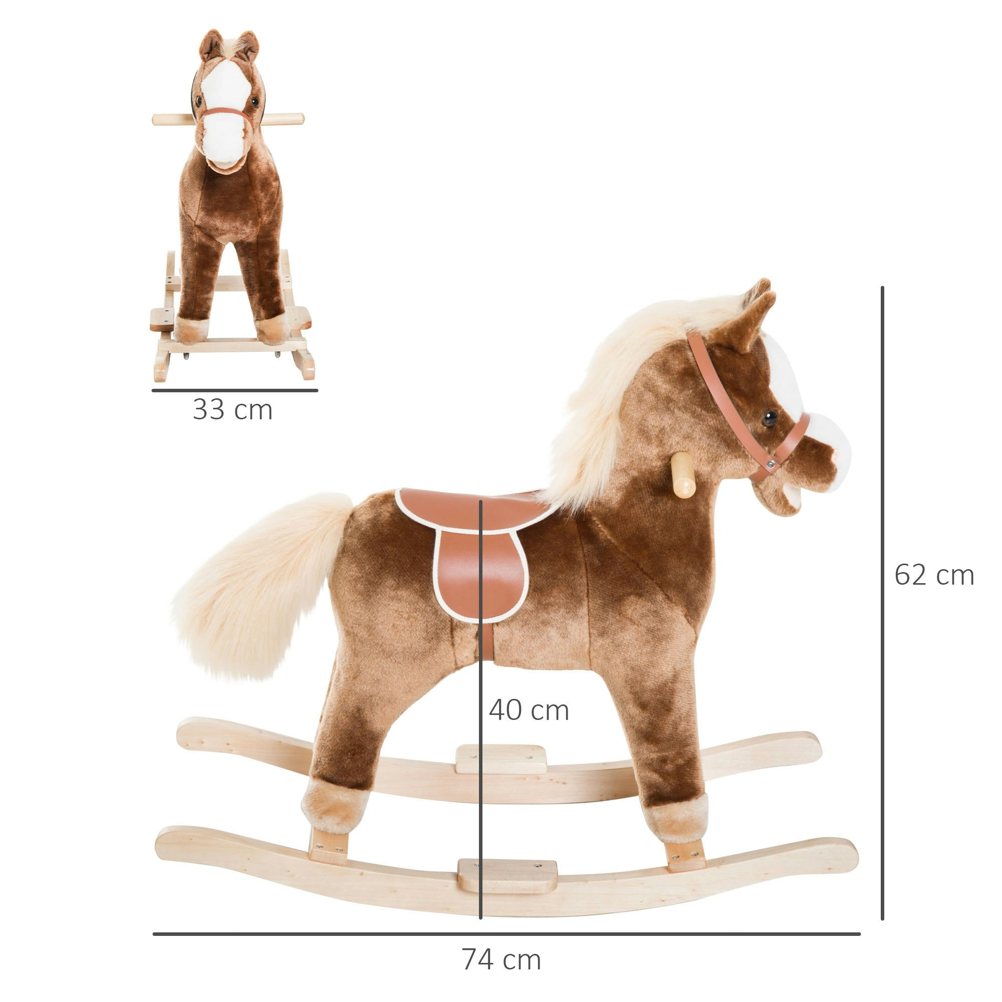 Plush Wooden Rocking Horse for Kids